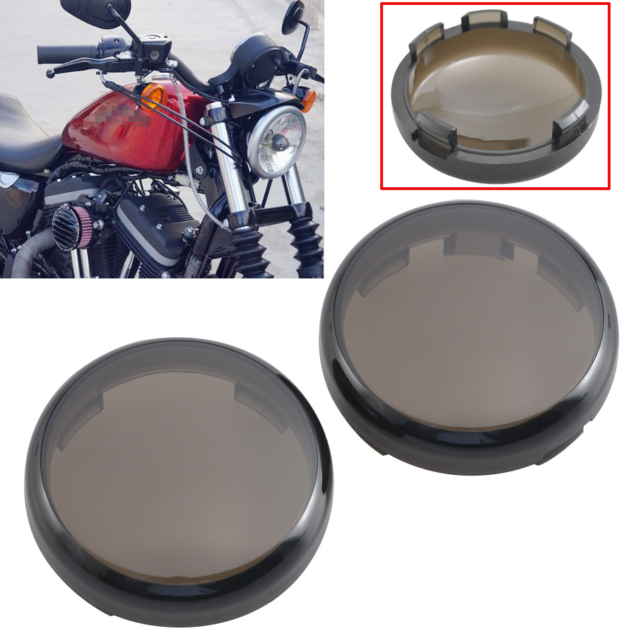 2x Motorcycle Smoke Lens Cover Turn Signals Light For Harley Sportster ...