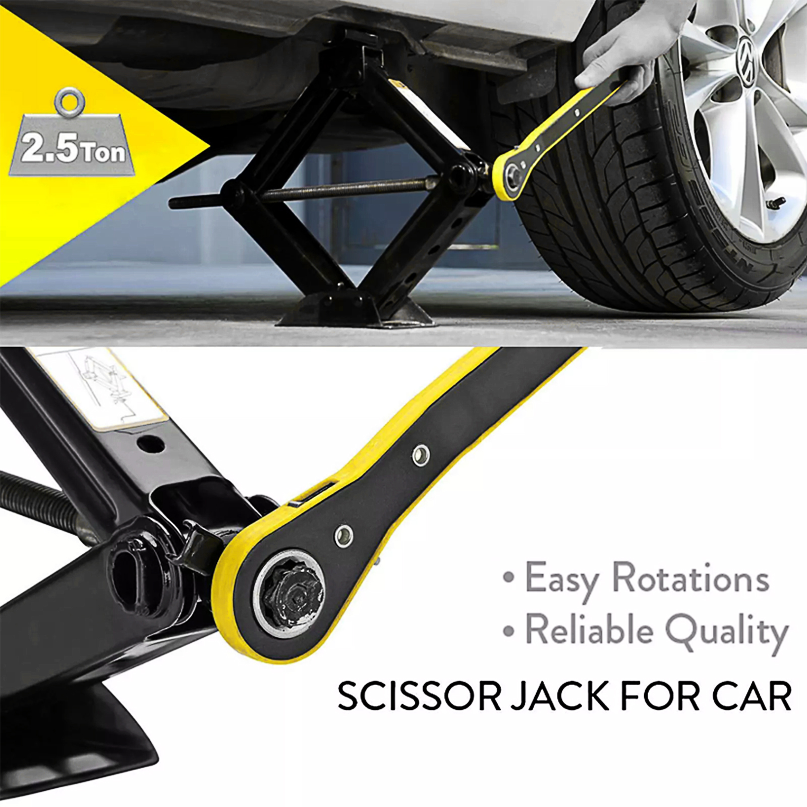 2.5 Ton Tonne Scissor Jack Car Lift Wind Up w/ Crank Speed Garage Handle Tool for Car Van SUV Garage Tool: 3 - 5 Days Free Delivery Only UK
