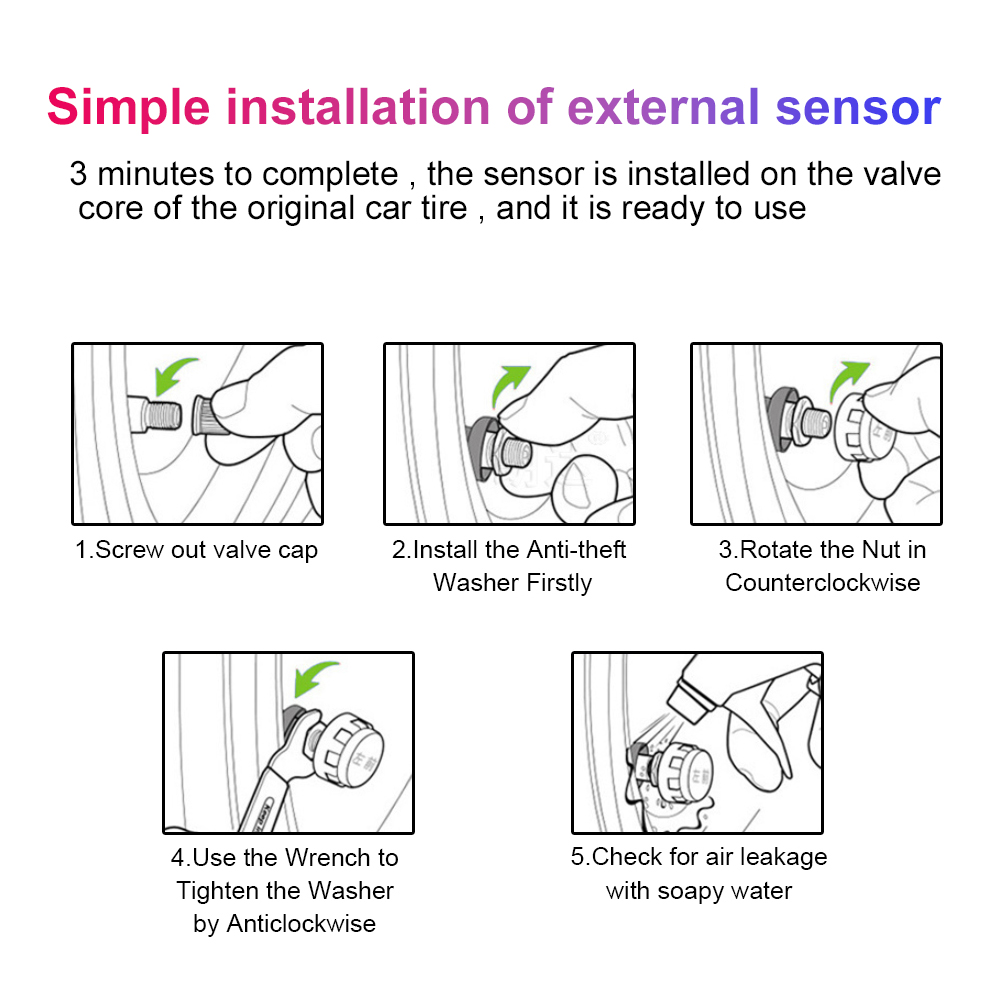 Pantalla LCD TPMS para motocicleta LEEPEE instalada con sus sensores externos