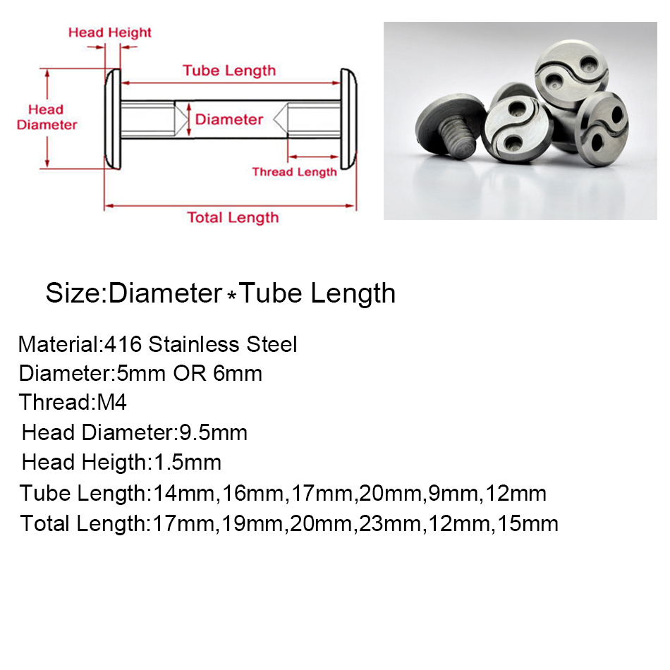 Knife Handle Rivets Screw Bolt Fastener Scale Blade Material 416