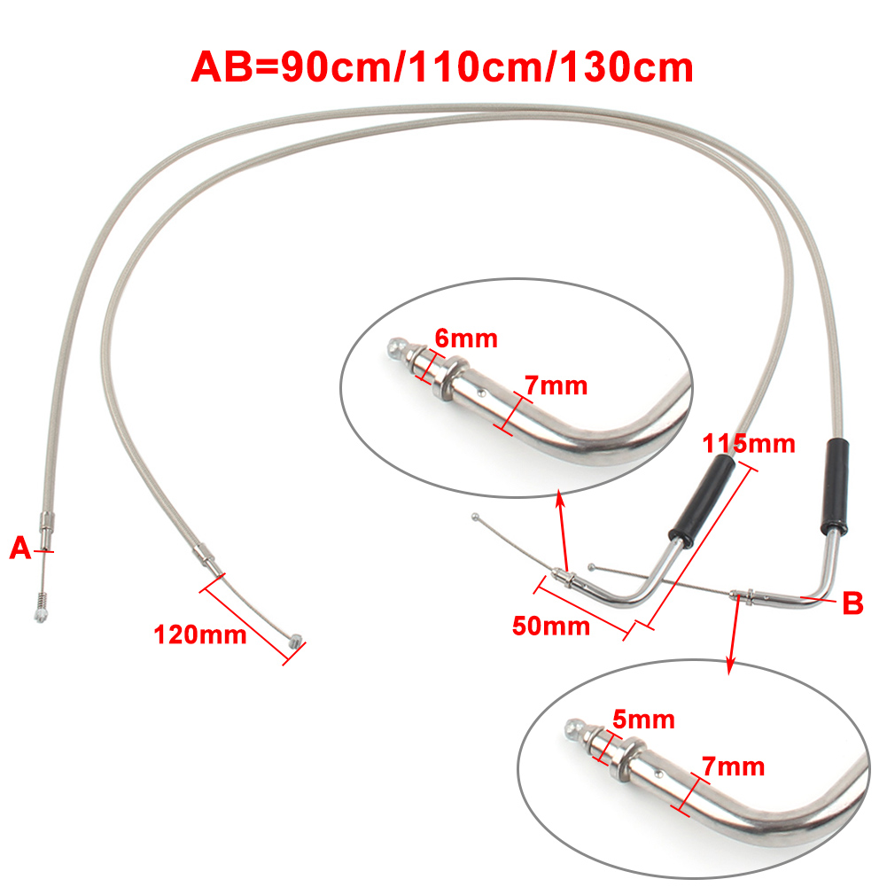 35 Throttle Cable Braided Stainless Steel For Harley Sportster 883 1200 XL1200