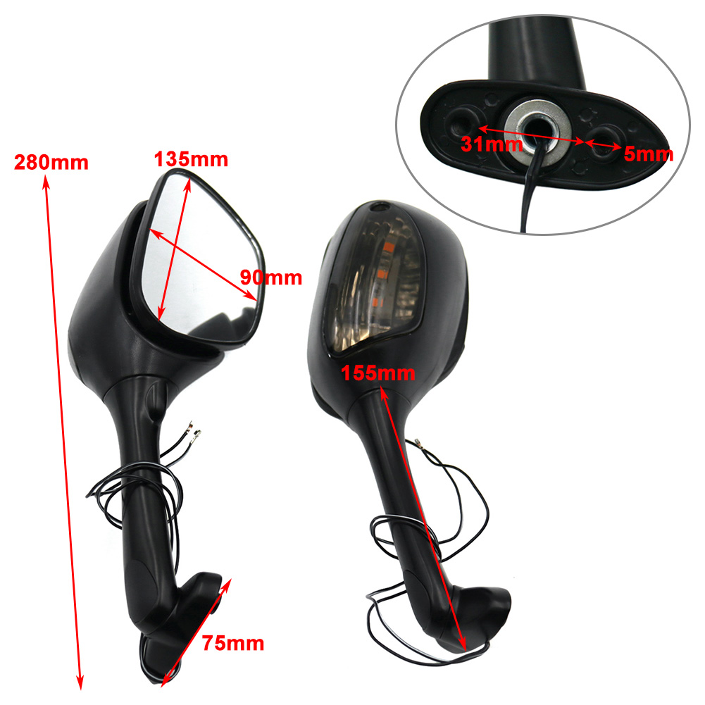 OUMURS Rearview Mirrors With Turn Signal For Suzuki GSXR600/750 (06-22), GSXR1000 (05-16) & SV Series