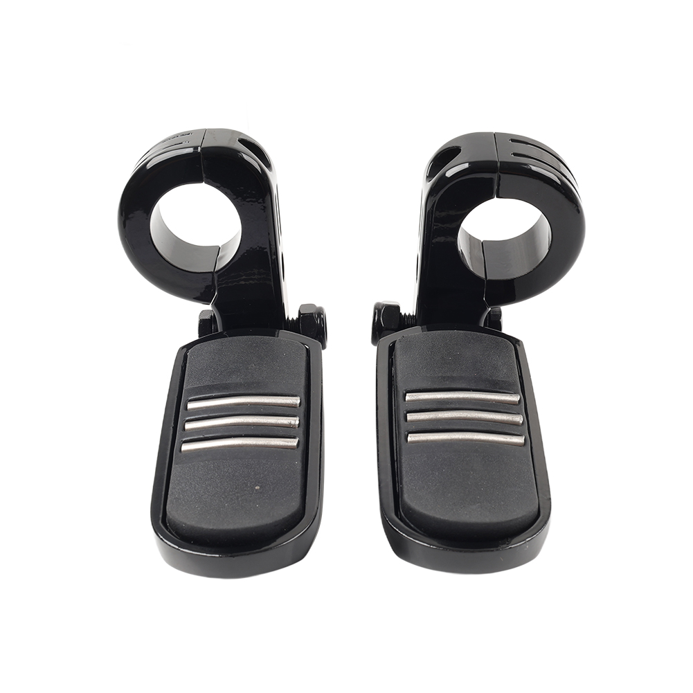TCMT Black Highway Foot Pegs For 1.25" Engine Bars – Fits Harley Electra Glide, Road King & More