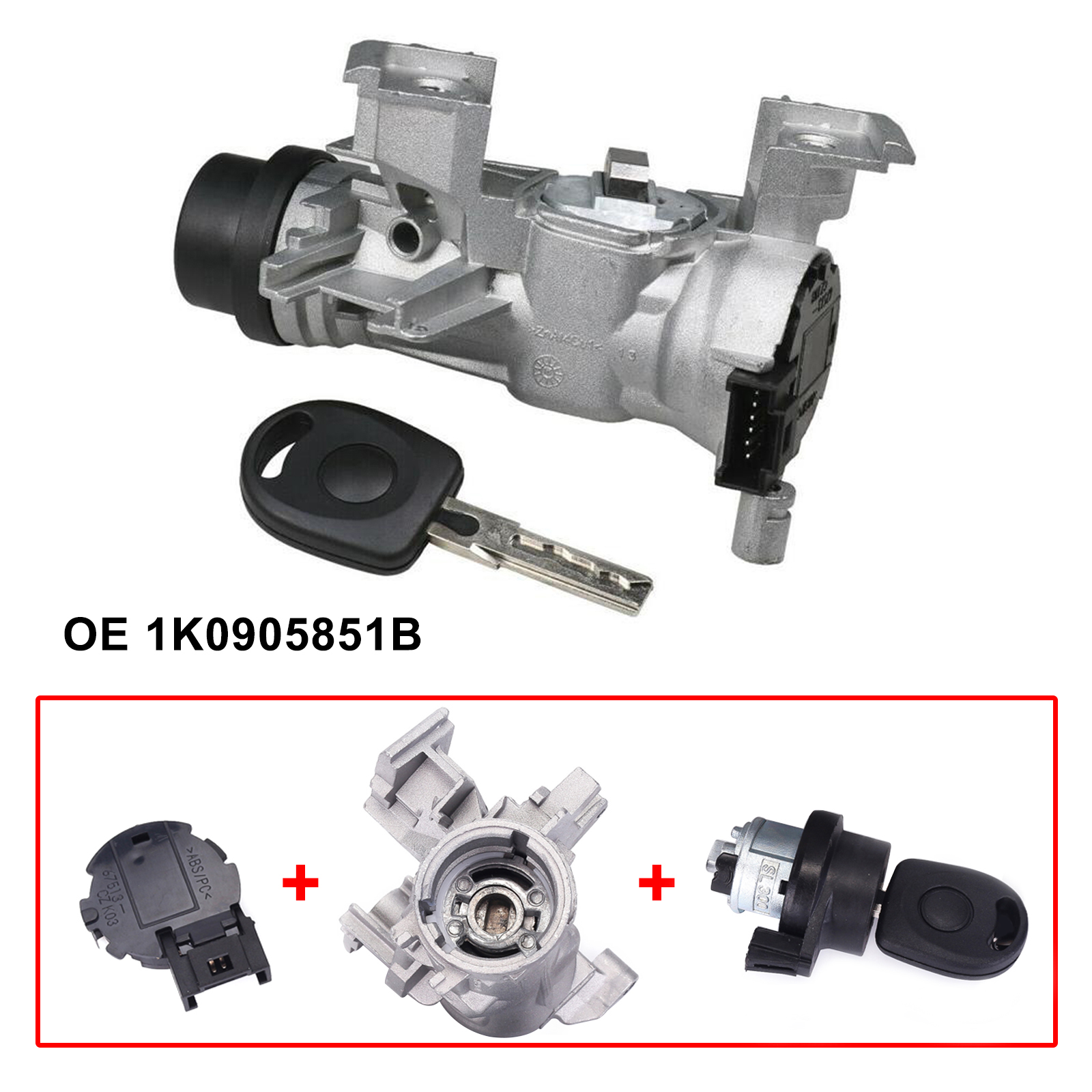 Ignition Switch With Lock Cylinder Key Fit For VW Golf SEAT
