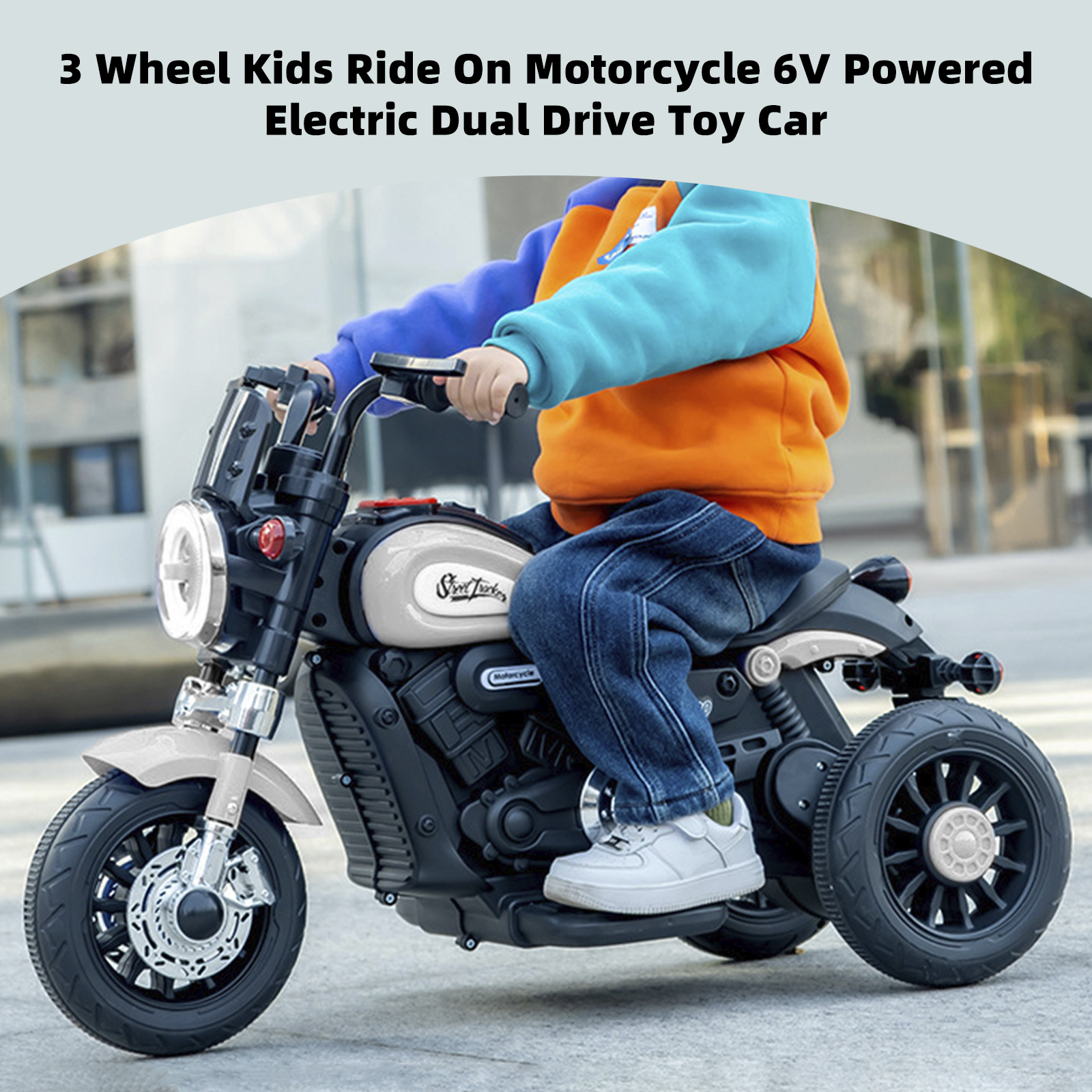 3 Wheel Kids Ride On Motorcycle Gray