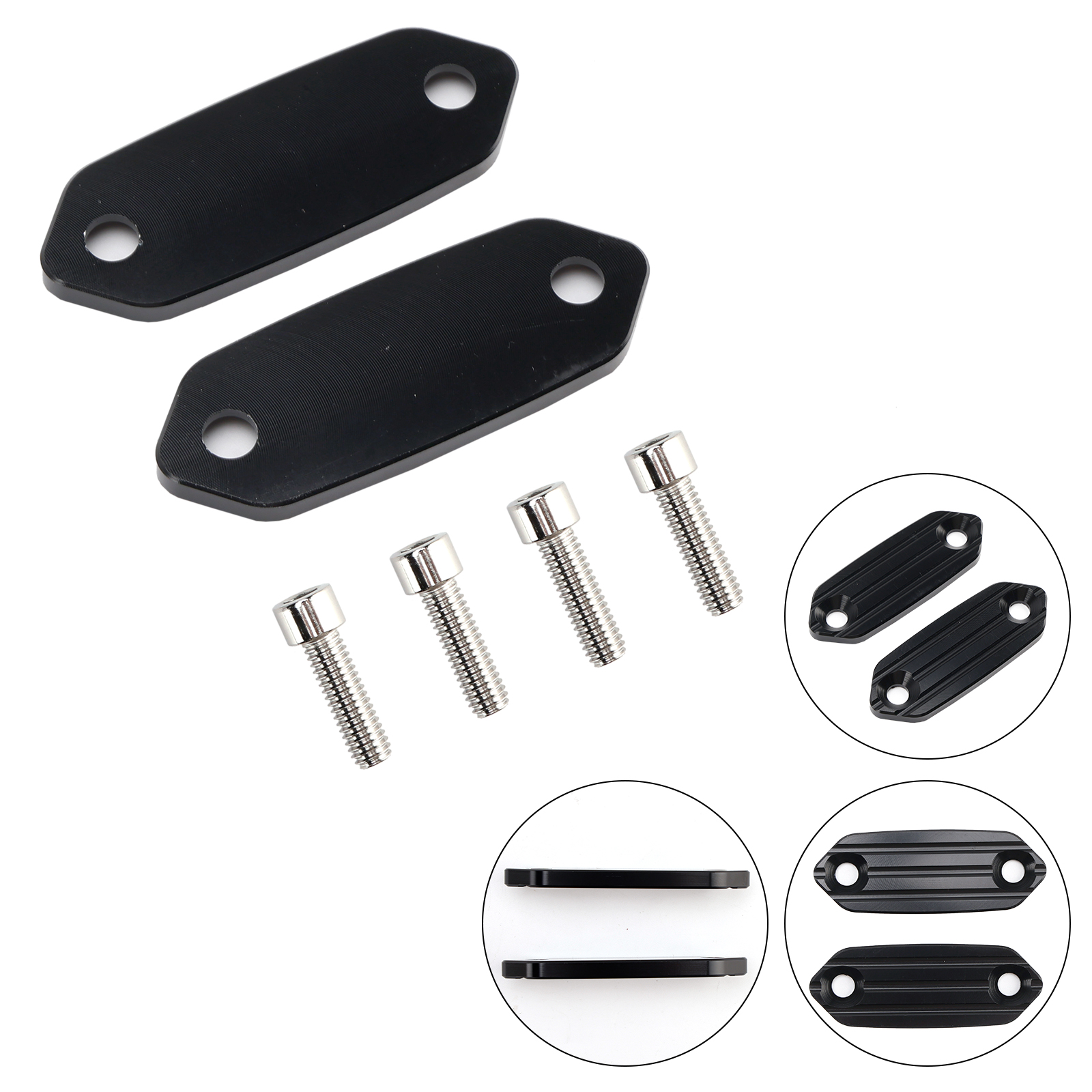CNC MIRROR BLOCK OFF PLATES HOLE CAPS BLACK FOR KAWASAKI ZX-6 R