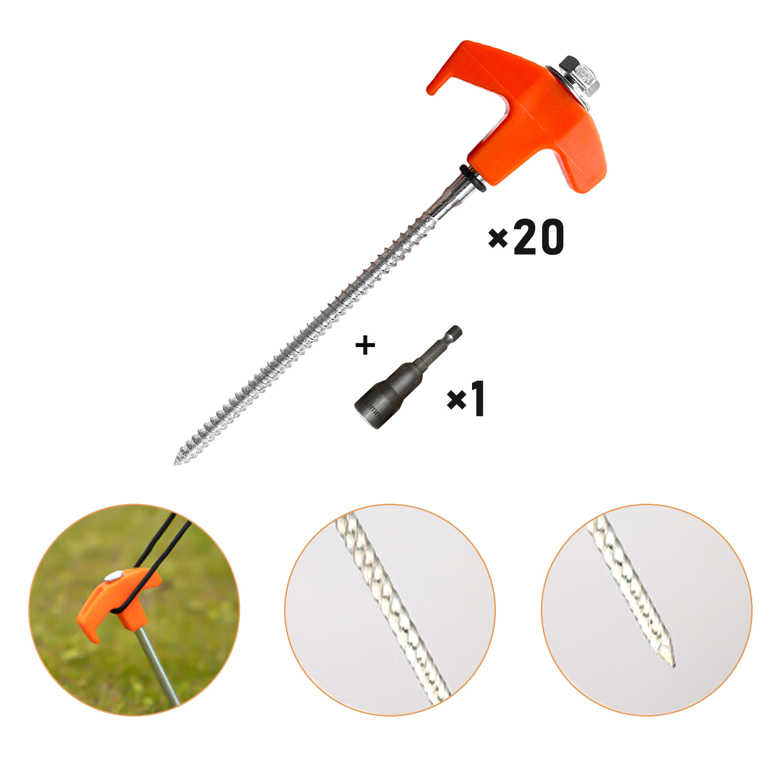 6/20/40Pc Screw In Tent Pegs Drill Top Hard Ground Camping Awning Pegs Camping Ground Sheet Anchor Hard Ground Awning Pegs