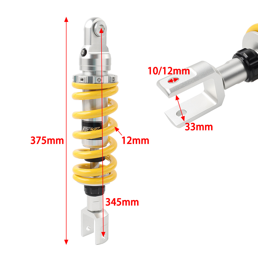 12MM Spring 345MM Yellow Rear Shock Absorber For Honda NX650
