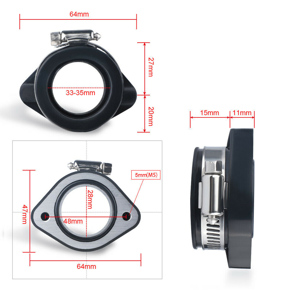Adattatore Flangia In Gomma Per Carburatore PWK 28mm E 30mm, Per ATV E Moto Da Cross, Nuovo - Foto 2