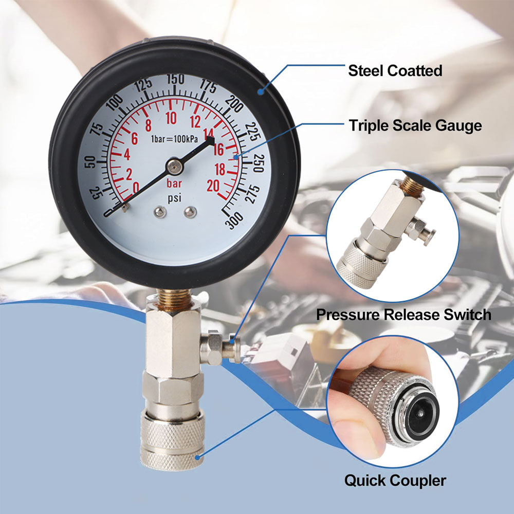 Professional Pressure Gauge Gasoline Engine Compression Meter Automotive Cylinder Tester Kit with M10 M12 M14 M18 Adapter 10 Professional Pressure Gauge Gasoline Engine Compression Meter Automotive Cylinder Tester Kit with M10 M12 M14 M18 Adapter