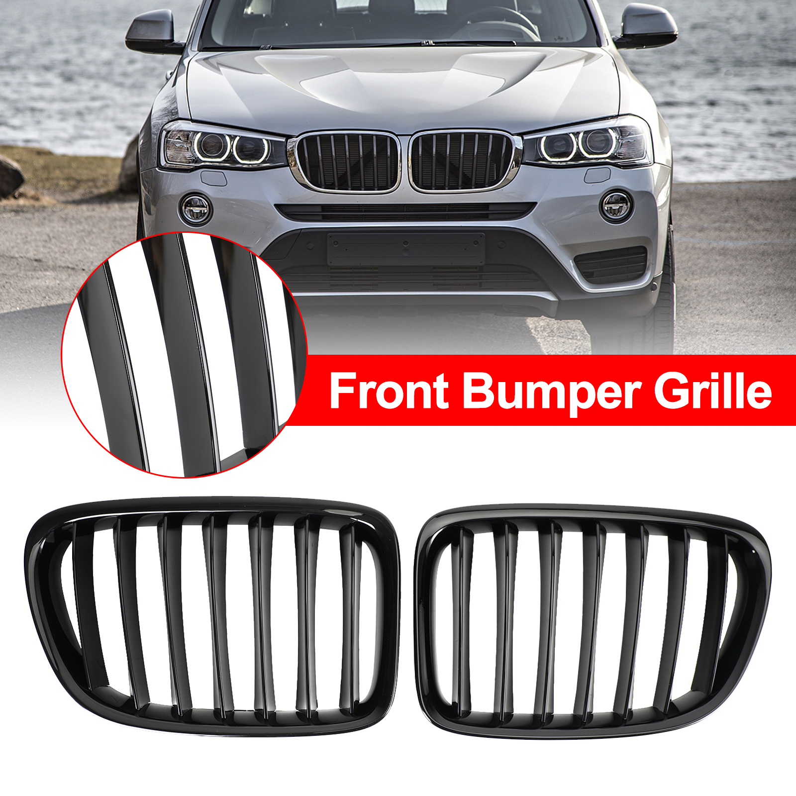 Sportieve Grille geschikt voor BMW X1 E84 dubbele spijl mat zwart