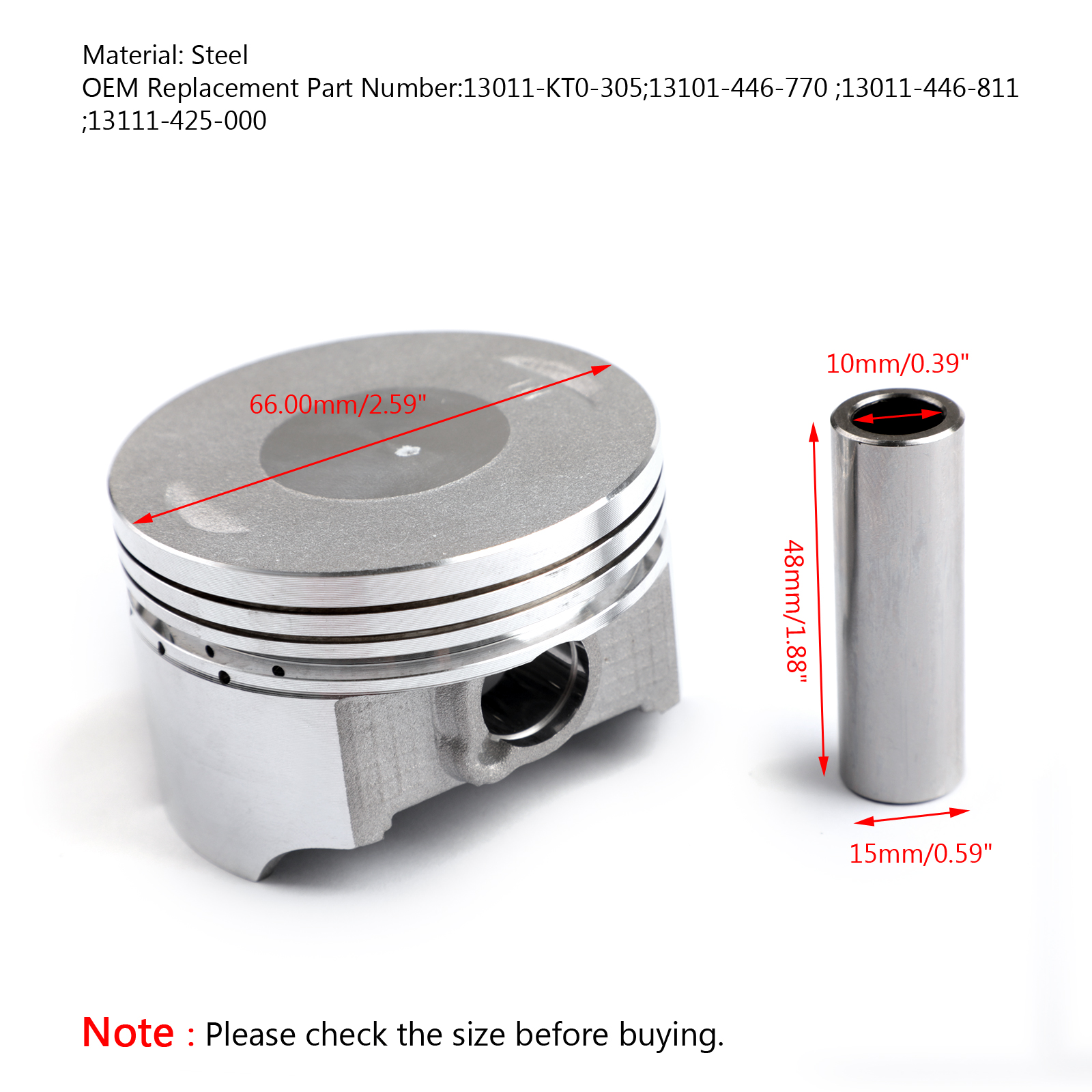 0.50MM Piston Sit - Bore Size Ø66.00mm Fits Honda XL200 XR200R